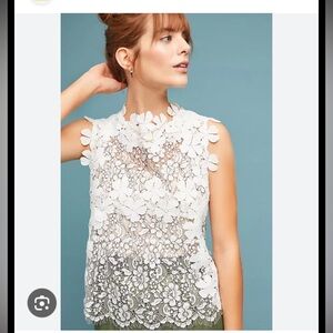 Elegant White Floral Lace Sleeveless Top